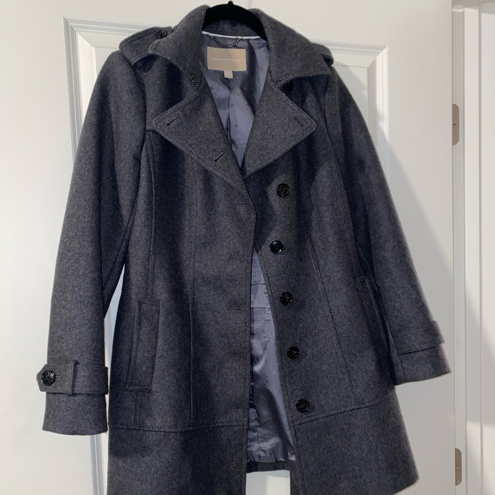 Banana Republic Gray Wool Trench/Pea Coat